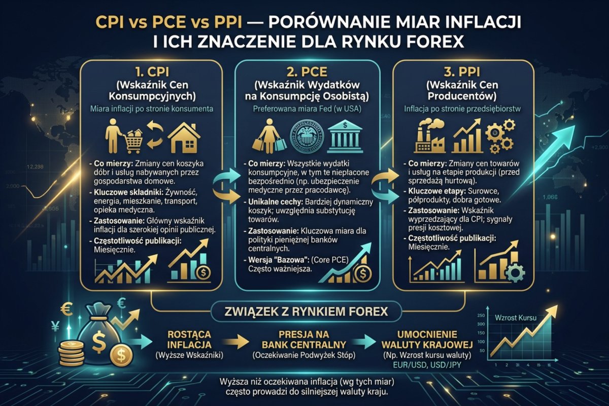CPI vs PCE vs PPI — porównanie miar inflacji: zakres, formuła indeksu i moment publikacji