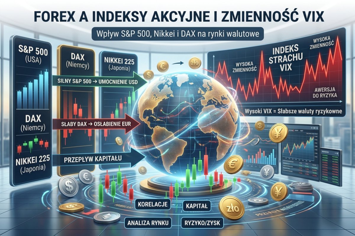Forex a indeksy akcyjne i zmienność VIX — relacje między indeksami, miarami zmienności a kursami walut