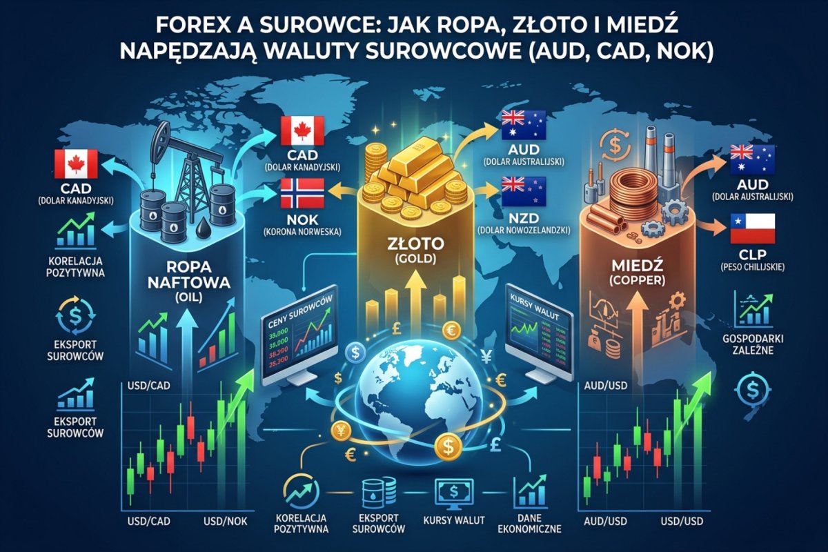 Forex a surowce — jak ceny ropy, złota i miedzi wiążą się z kursami AUD, CAD i NOK