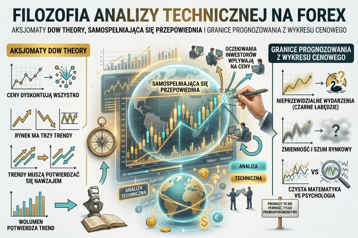Filozofia analizy technicznej na Forex — klasyczne założenia analizy technicznej, samospełniająca się przepowiednia i granice prognozowania z wykresu cenowego