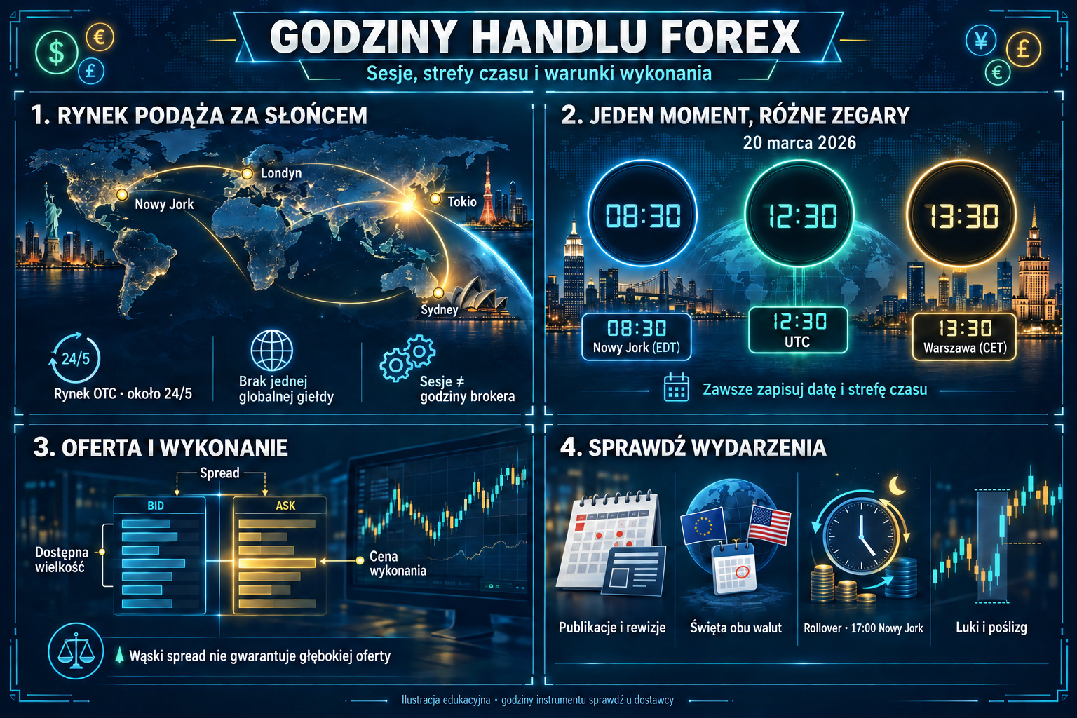 Godziny Forex: centra finansowe, zegary, kwotowania i wykonanie