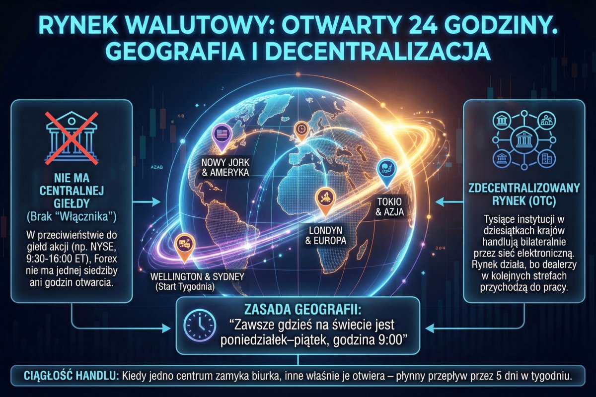 Mapa sesji handlowych Forex — Sydney, Tokio, Londyn, Nowy Jork