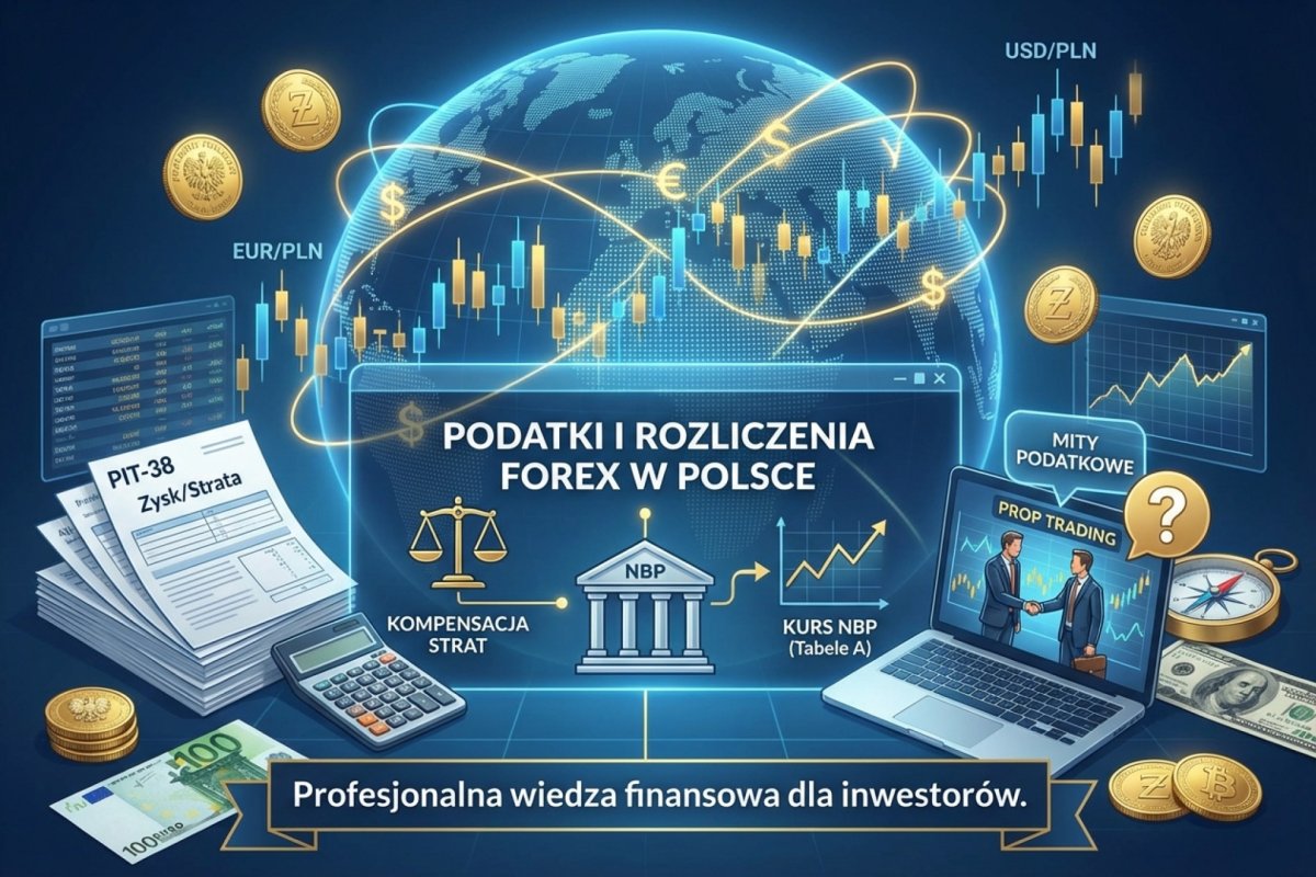 Podatki i rozliczenia Forex w Polsce — PIT-38, kurs NBP, kompensacja strat, prop trading i mity podatkowe