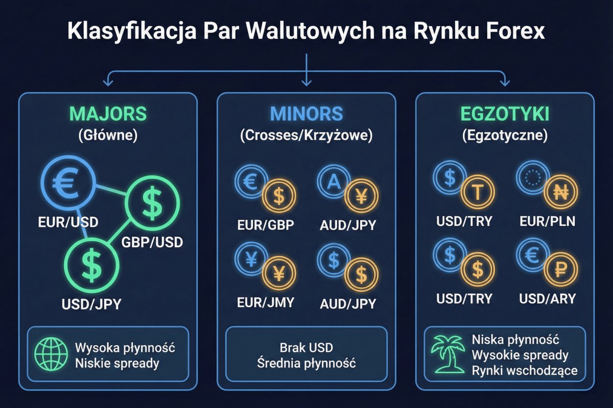 Klasyfikacja par walutowych — majors, crosses, minors i egzotyki