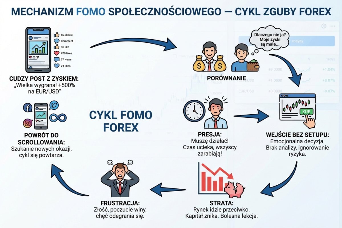 Poziomy łańcuch czterech ogniw połączonych strzałkami, o coraz grubszej kresce od lewej do prawej — przy pierwszym ogniwie odchodzi w bok cienka odnoga wyprowadzająca poza łańcuch
