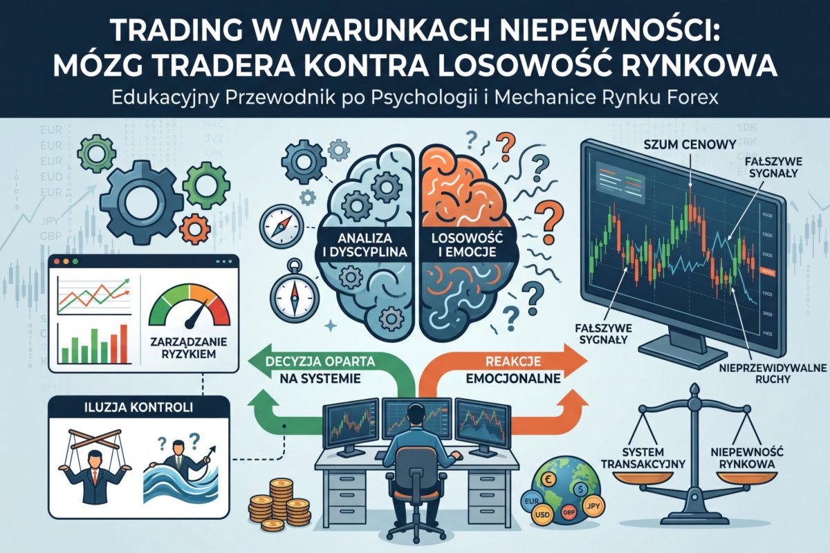 Z jednego punktu przy lewej krawędzi wychodzi sześć cienkich, schodkowych linii, które rozchodzą się w wachlarz i kończą na różnych wysokościach: większość nad cienką poziomą linią odniesienia, jedna wyraźnie pod nią. Każda linia ma po drodze odcinki płaskie i odcinki opadające, a jedna z nich długi odcinek schodzący w dół bez ani jednego zawrócenia. Pod wachlarzem pozioma oś bez podziałek. Na pierwszym planie, przed wachlarzem, leży pojedyncza kartka z odręcznym zapisem oddanym samymi drobnymi kreskami imitującymi pismo; kartka leży tak, jakby powstała przed wykreśleniem linii