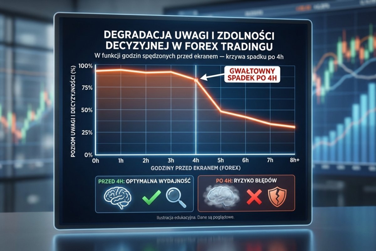 Kartka z rozpisanym planem sesji na biurku obok wygaszonego monitora — oś dnia podzielona na bloki pracy i przerw, z pustymi polami na wpisanie godziny rozpoczęcia i zakończenia każdego bloku