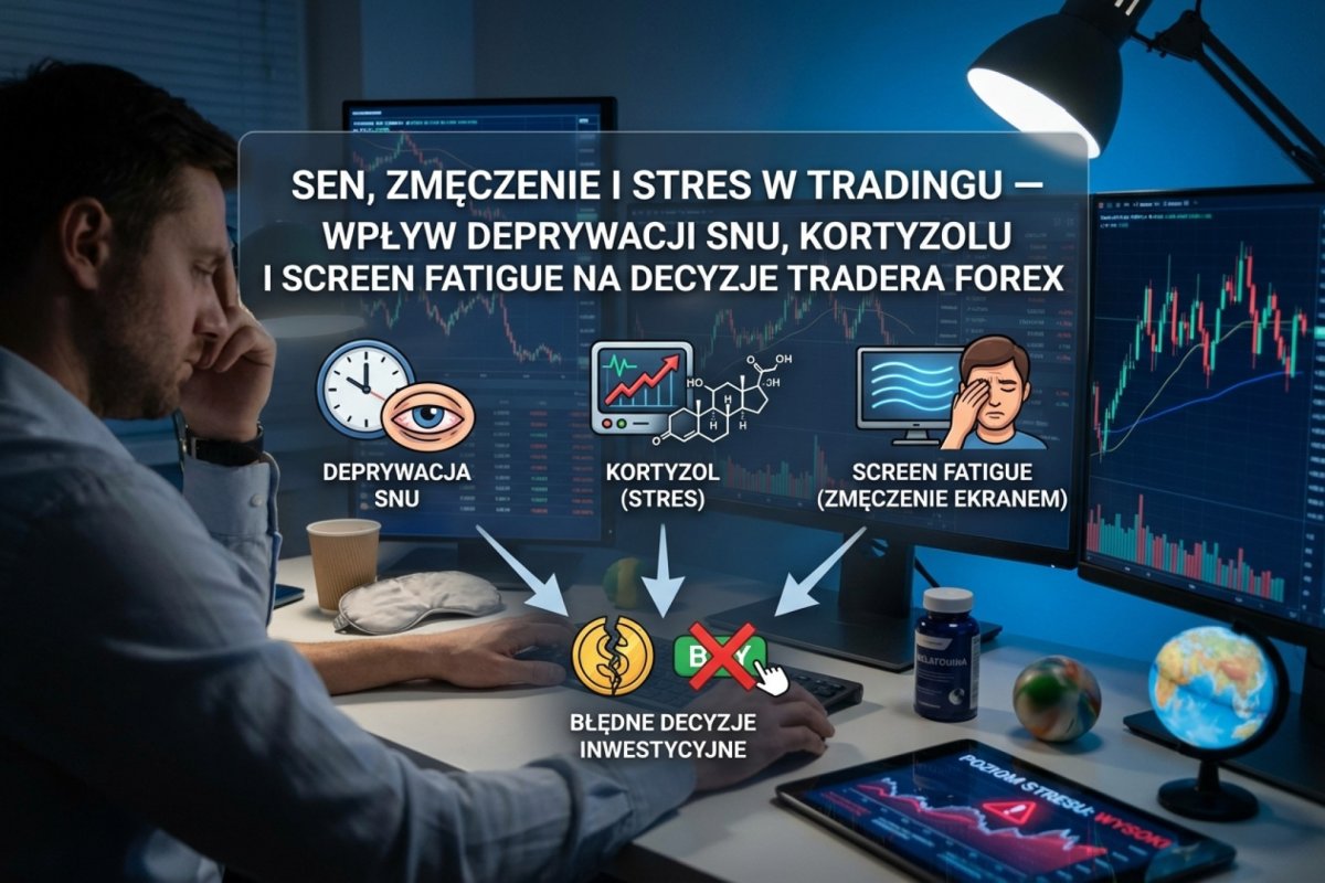 Karta wpisu przedsesyjnego leżąca na biurku obok wygaszonego monitora — trzy puste pola opisane jako godziny snu, pora rozpoczęcia sesji i liczba wcześniejszych decyzji, z miejscem na datę