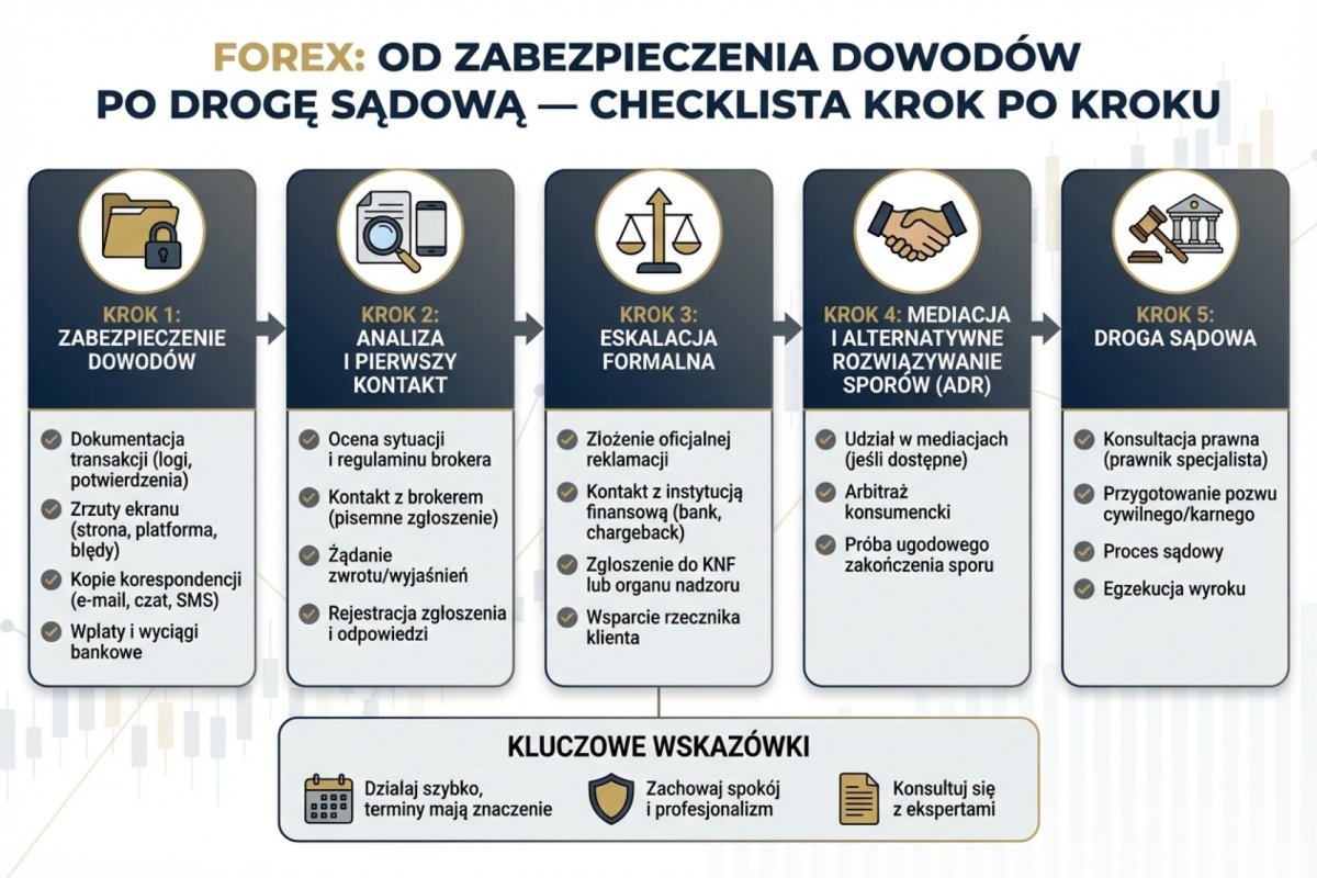 Checklista krok po kroku — od zabezpieczenia dowodów po eskalację i ewentualną drogę sądową