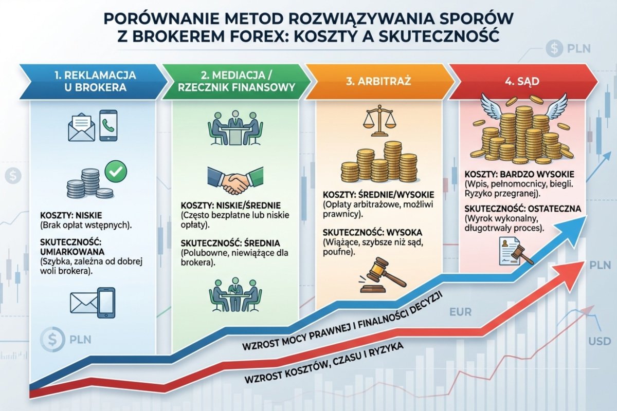 Porównanie kosztów i skuteczności metod rozwiązywania sporów z brokerem — od reklamacji po sąd
