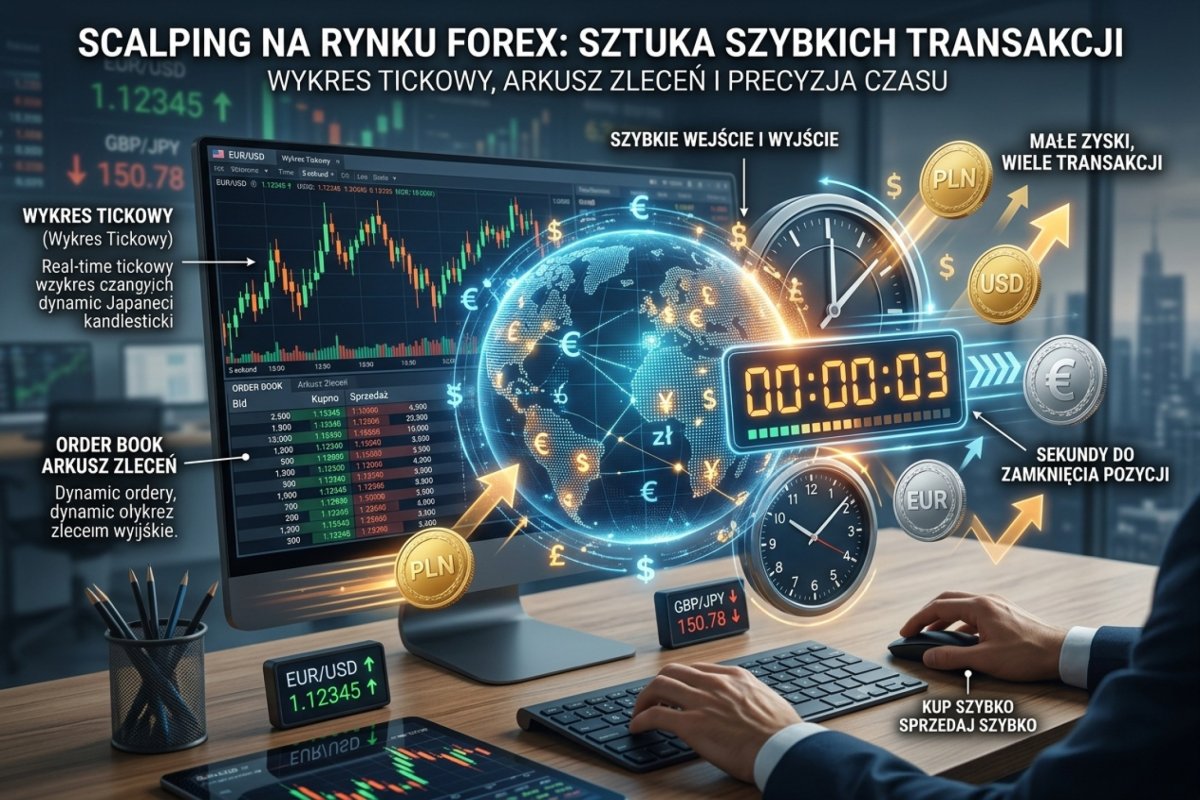 Scalping na rynku Forex — kilkupipsowy cel zestawiony z kosztem obrotu: spreadem, prowizją i poślizgiem po obu stronach transakcji