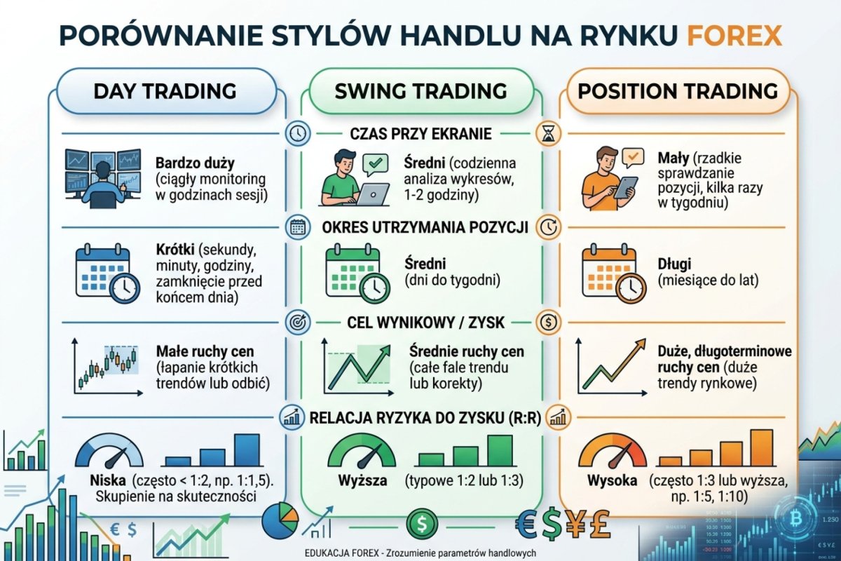 Trzy cechy operacyjne odróżniające regułę kilkudniową od śróddziennej i pozycyjnej: przeniesienie przez chwilę rolowania, rząd wielkości czasu utrzymania i tryb oceny warunku bez ciągłej obserwacji
