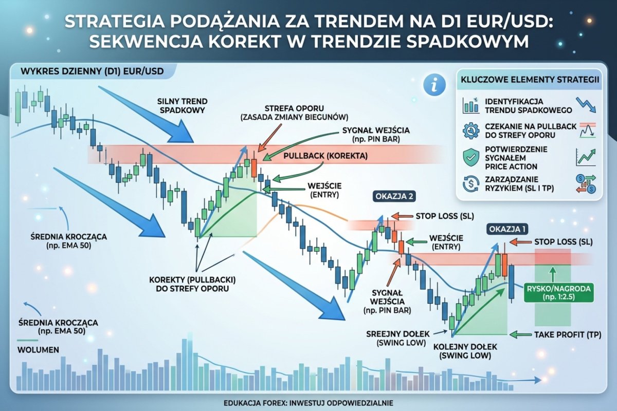Rodzina kontynuacji z wyjściem podążającym za ceną: straty o wielkości zbliżonej i znanej z góry wobec wygranych o wielkości zależnej od zasięgu ruchu, czyli nieznanej w chwili wejścia