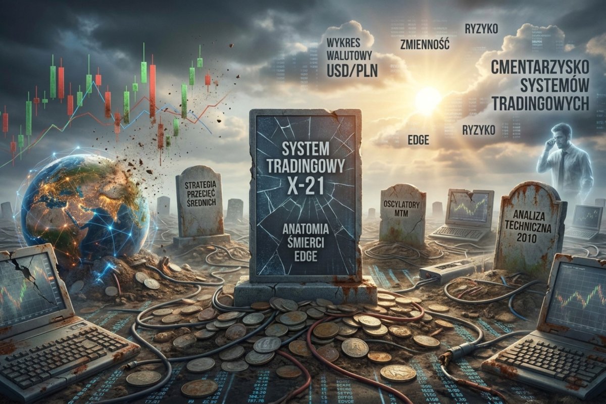 Cmentarzysko systemów tradingowych — anatomia śmierci edge'u: zewnętrzne przyczyny (regime change, kompresja edge'u, mikrostruktura) i wewnętrzne (intervention bias, lift sizing, brak walidacji)