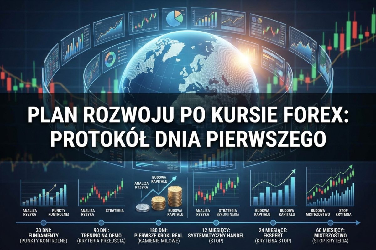 Plan rozwoju po kursie Forex — Protokół Dnia Pierwszego: harmonogram 30/90/180 dni oraz 12/24/60 miesięcy z punktami kontrolnymi, kryteriami przejścia między etapami, kamieniami milowymi i kryteriami stop