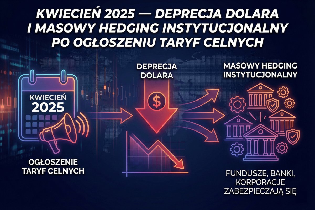Kwiecień 2025 — deprecjacja dolara i wzrost zabezpieczeń walutowych inwestorów po ogłoszeniu taryf celnych