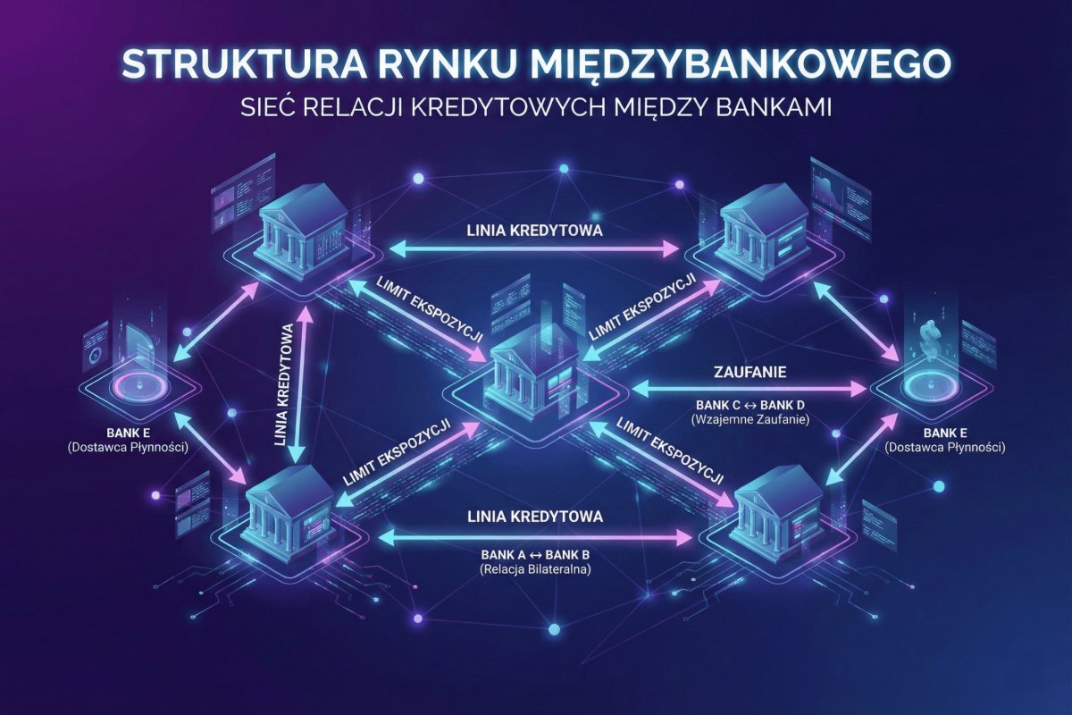 Struktura rynku międzybankowego — sieć bilateralnych relacji kredytowych między bankami zamiast centralnej giełdy