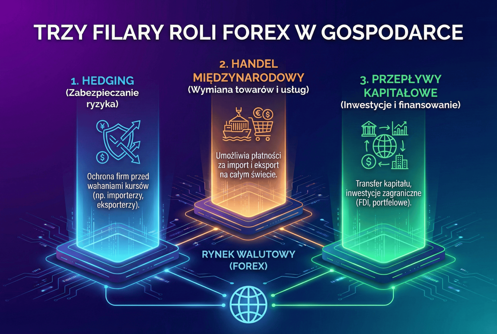 Trzy zastosowania Forex w gospodarce: zabezpieczenie ryzyka, handel międzynarodowy oraz przepływy kapitałowe
