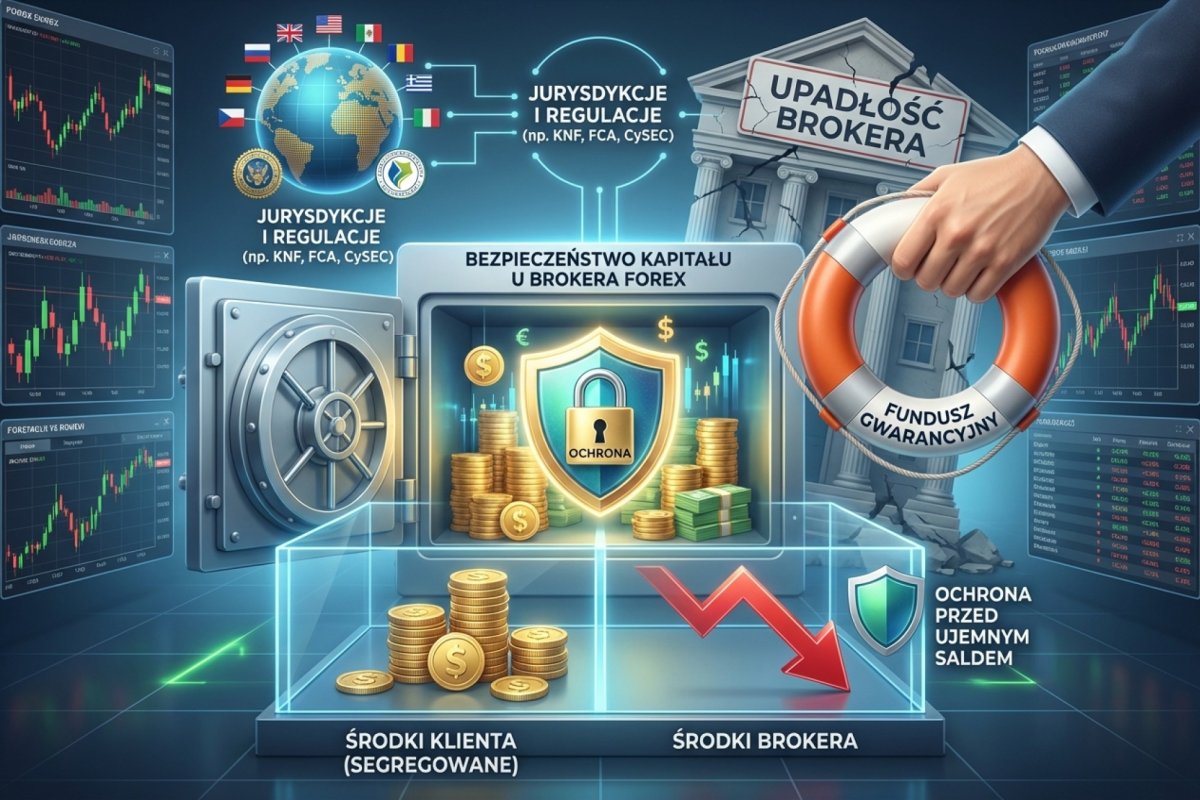Bezpieczeństwo kapitału u brokera Forex — jurysdykcje, segregacja środków, ochrona przed ujemnym saldem i upadłość brokera