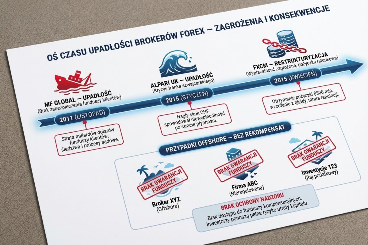 Oś czasu udokumentowanych zdarzeń: MF Global — październik 2011, Alpari UK — postępowanie szczególne od 19 stycznia 2015, FXCM — styczeń 2015
