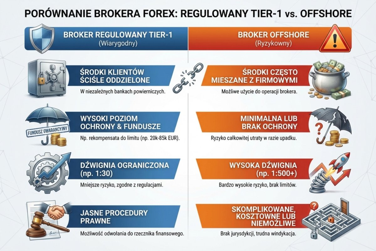 Zestawienie konsekwencji wyboru podmiotu z jurysdykcji spoza UE i EOG — system rekompensat, wymóg wyodrębnienia środków, organ nadzoru i droga dochodzenia roszczeń