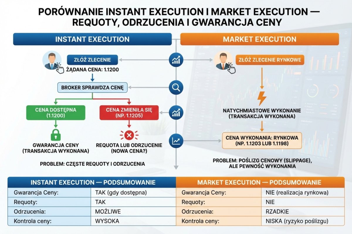 Porównanie Instant Execution i Market Execution — requoty, odrzucenia i zakres dopuszczalnego odchylenia ceny