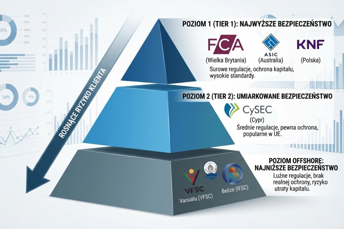 Piramida jurysdykcji i poziomów ochrony środków u brokera Forex