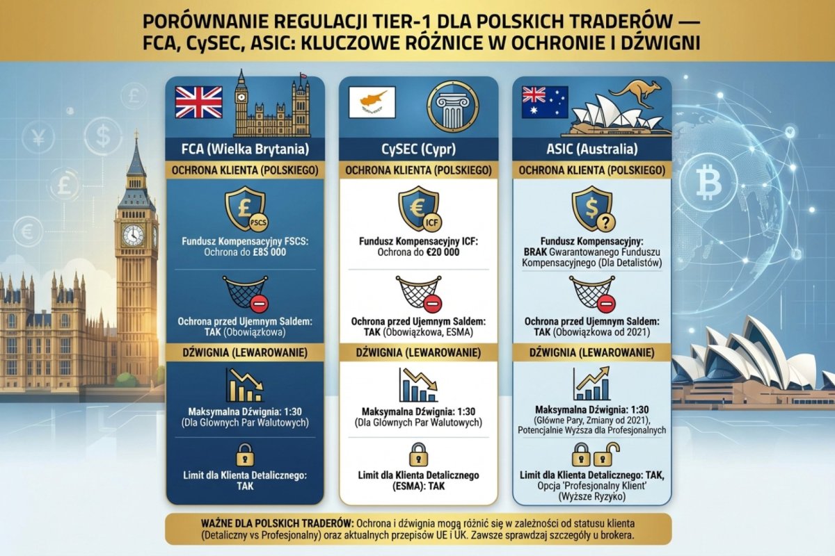 Zestawienie różnic prawnych między reżimami nadzoru — organ nadzoru, system rekompensat, droga roszczeń, prawo właściwe i informacja podatkowa dla klienta z Polski