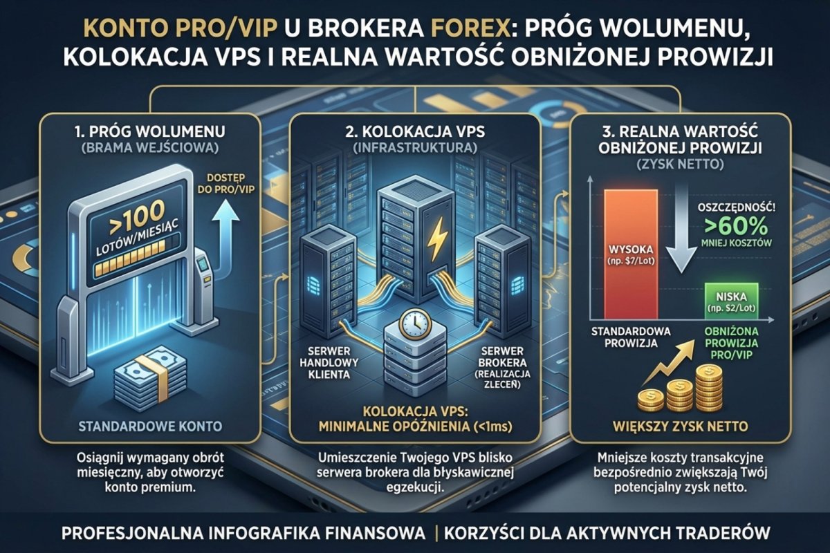 Rachunek Pro lub VIP u brokera Forex — próg depozytu, obniżona prowizja i warunki utrzymania statusu w tabeli opłat