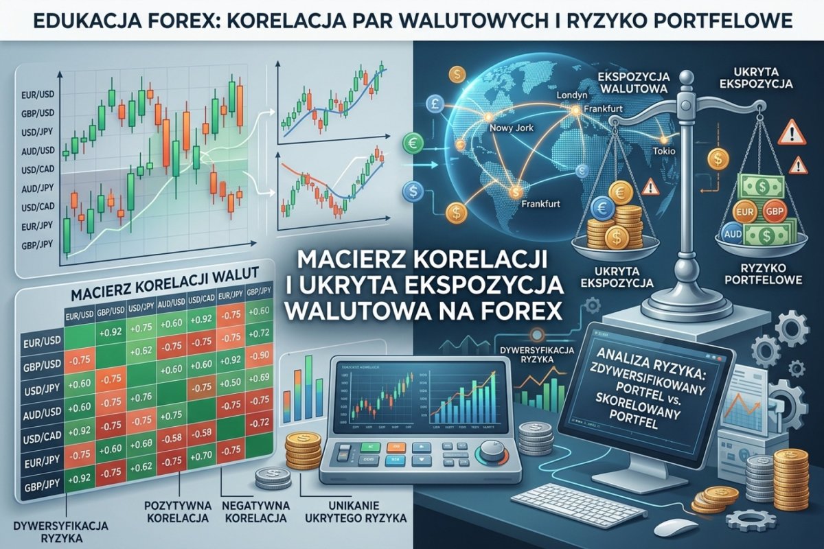 Korelacja par walutowych i ryzyko portfelowe — macierz korelacji i ukryta ekspozycja netto na jedną walutę