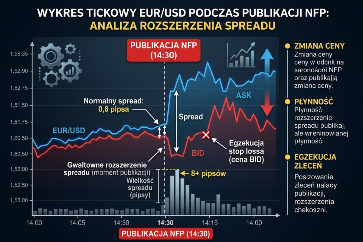Koszt wykonania jako jedna liczba wejściowa rachunku: spread, poślizg i punkty swapowe zsumowane do 0,19R na transakcję przy odległości wyjścia obronnego 50 pipsów; wartości ilustracyjne