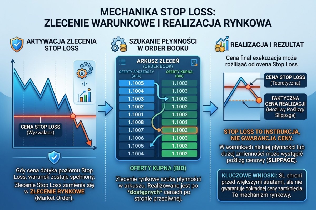 Poziom zlecenia obronnego i cena, po której zlecenie faktycznie się wykonało, to dwie różne liczby: pierwsza jest regułą, druga wynikiem dostępnej płynności. Rachunek różnicy należy do artykułu 9.10.
