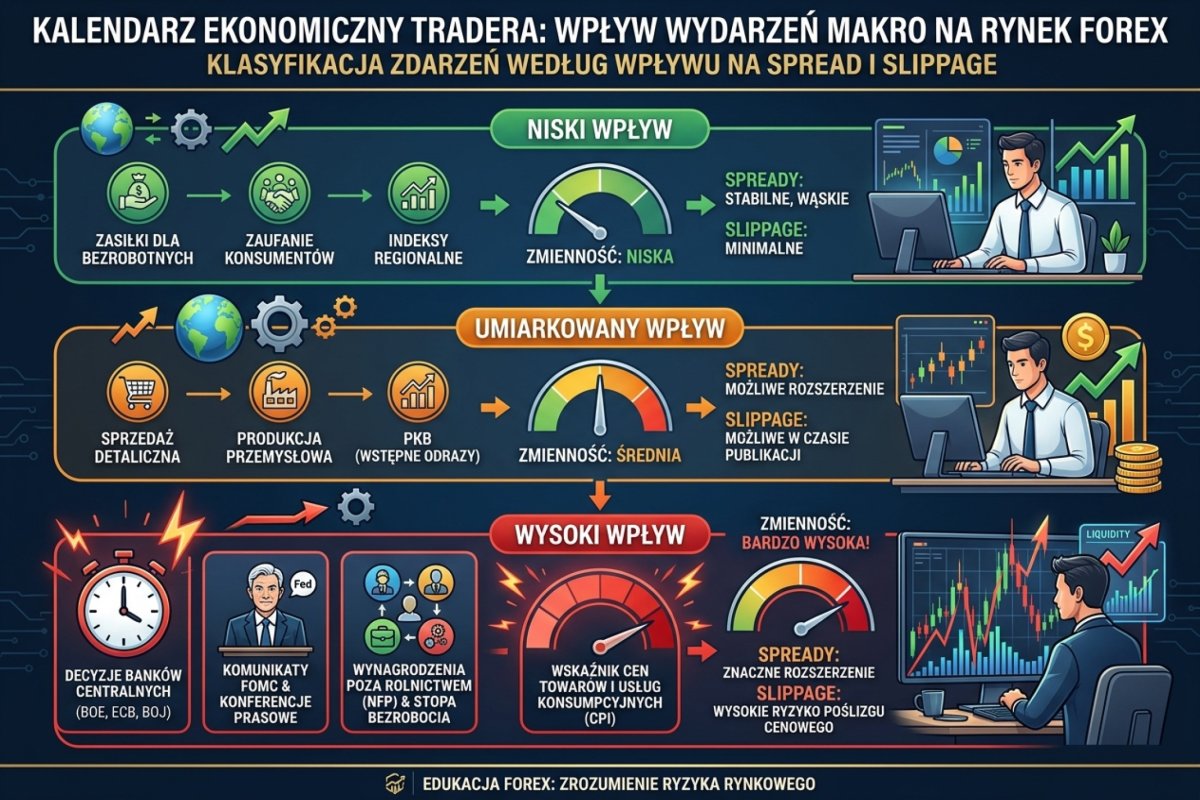 Okno publikacji jako parametr rachunku wykonania: spread, minimalna odległość zleceń i poślizg wchodzą do wzoru na wielkość pozycji innymi wartościami niż w spokojnej sesji
