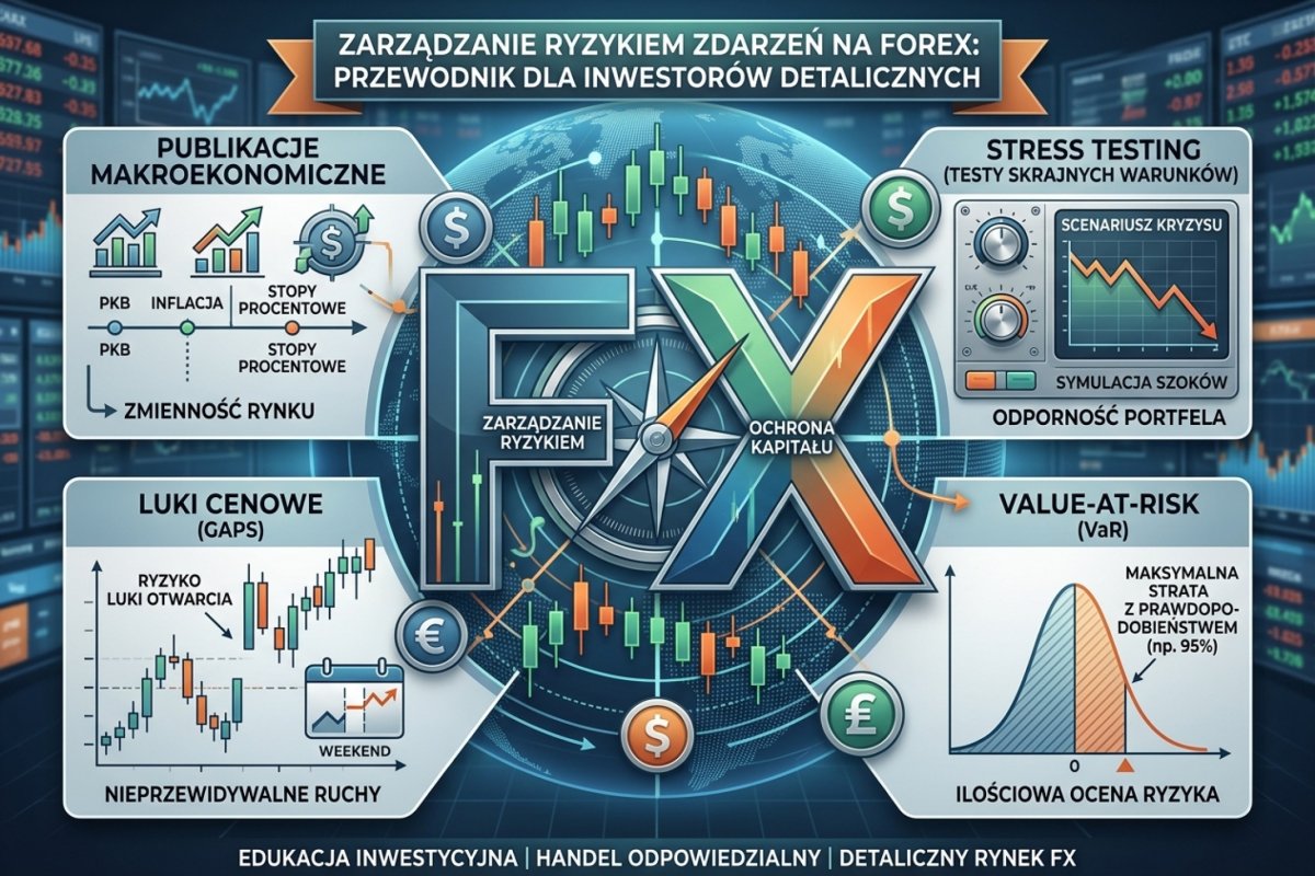 Ryzyko zdarzeń na rynku walutowym — luka cenowa większa od odległości wyjścia obronnego, karta wartości zagrożonej i test warunków skrajnych